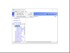 Eusing Free Registry Cleaner - actions-menu