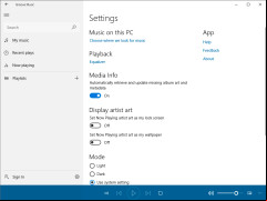 Groove Music - settings-general