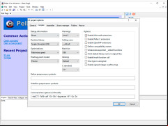 Pelles C - project-settings-compeller