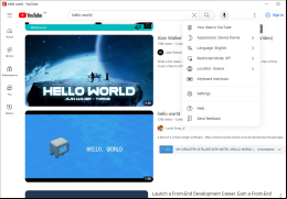 YouTube Desktop - settings